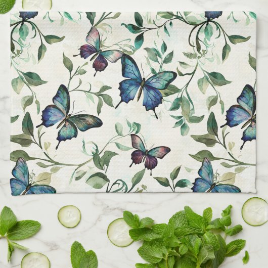 Chique Romantische Blauwe Vlinders Bruidsfeest Theedoek (Gevouwen)