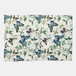 Chique Romantische Blauwe Vlinders Bruidsfeest Theedoek