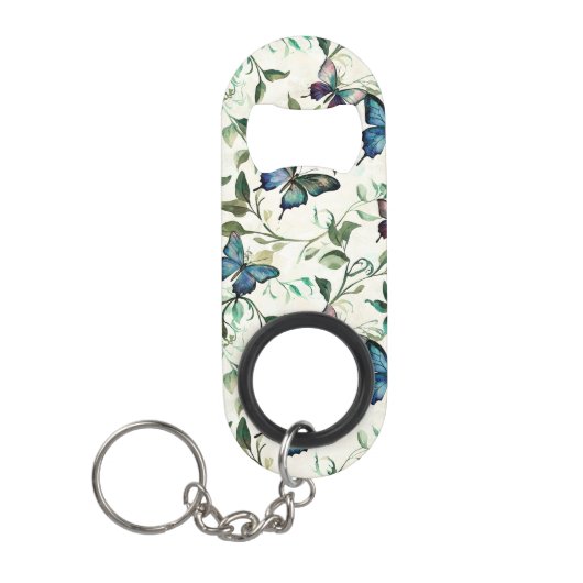 Chique Romantische Blauwe Vlinders Bruidsmeisjesfe Mini Flessenopener (Voorkant)