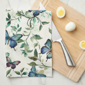 Chique Romantische Blauwe Vlinders Bruidsmeisjesfe Theedoek (Quarter Fold)