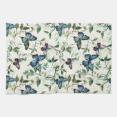 Chique Romantische Blauwe Vlinders Bruidsmeisjesfe Theedoek (Horizontaal)