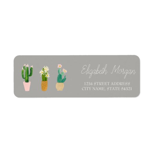Chique Romantische Cactus geplant Etiket (Voorkant)