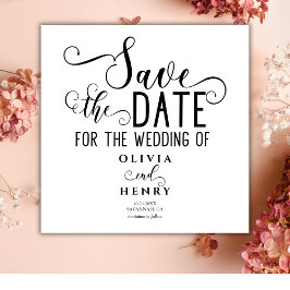 Chique Romantische Calligrafie Zwart en Wit Save The Date