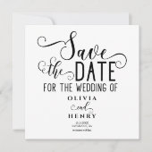 Chique Romantische Calligrafie Zwart-wit Save The Date (Voorkant)