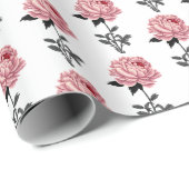Chique Romantische  Roze Pioen Bloem Cadeaupapier (Rol Hoek)