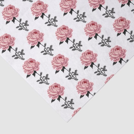 Chique Romantische Roze Pioen Bloem Tissuepapier (Detail)