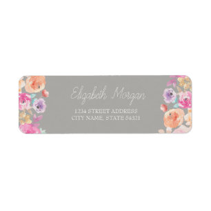 Chique Romantische Waterverf Bloemen Adreslabel Etiket