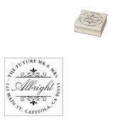 Chique Ronde Elegant Script Art Deco Retouradres Rubberstempel (Gestempeld)