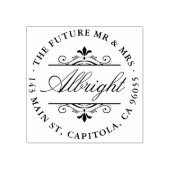 Chique Ronde Elegant Script Art Deco Retouradres Rubberstempel (Afrduk)