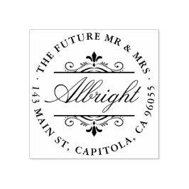 Chique Ronde Elegant Script Art Deco Retouradres Rubberstempel