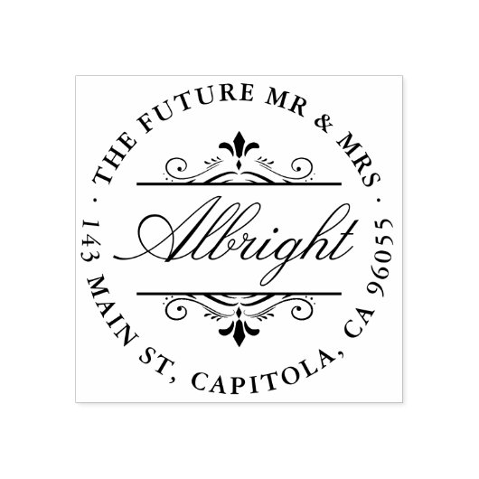 Chique Ronde Elegant Script Art Deco Retouradres Rubberstempel (Afrduk)