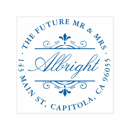 Chique Ronde Elegant Script Art Deco Retouradres Zelfinktende Stempel (Design)