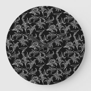 Chique ronde wandklok: Lelies-of-the-Valley, Zwart Grote Klok