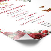 Chique Rood Bloemengoud Quinceanera Bar Drink Menu Foto Afdruk (Hoek)