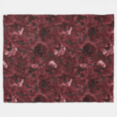 Chique rood-bordeaux bloemen fleece deken (Voorkant (Horizontaal))