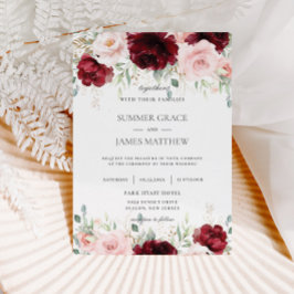 Chique rood bordeaux blozen roze rozen bloemenbrui kaart