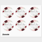 Chique rood bordeaux blozen roze rozen bloemenbrui ronde sticker (Vel)