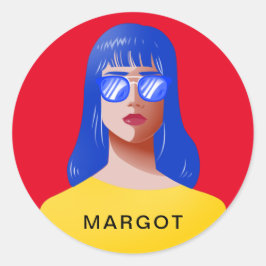 Chique rood en classy vrouw ronde sticker