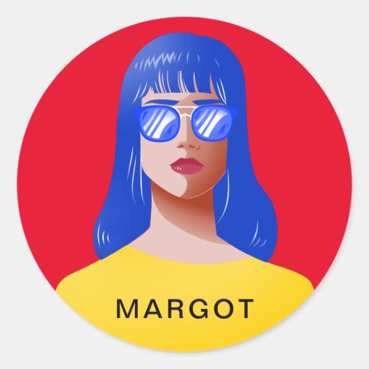 Chique rood en classy vrouw ronde sticker (Voorkant)