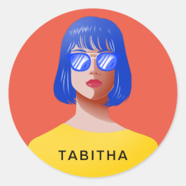 Chique rood en classy vrouw ronde sticker