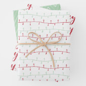 Chique rood en goud Merry Christmas Chevron Lights Inpakpapier Vel (In situ)