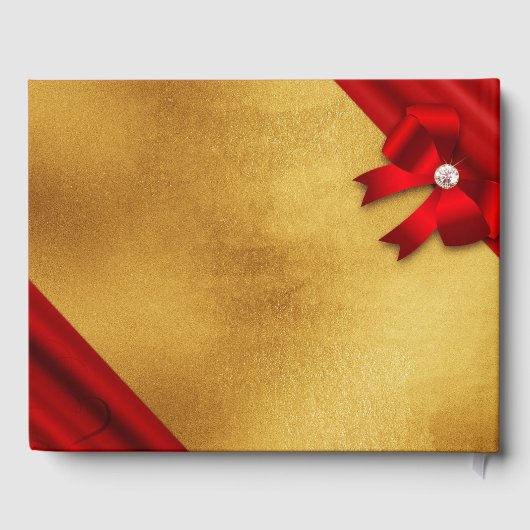 Chique rood en goud Quinceañera Gastenboek (Achterkant)