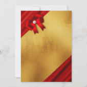 Chique rood en goud Quinceañera Party uitnodiging (Achterkant)