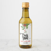 Chique rood en wit lieve Santa Mistletoe Waterverf Wijn Etiket (Voorkant)