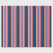 Chique rood, geel, roze, blauwe streep inpakpapier (Vlak)