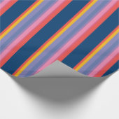 Chique rood, geel, roze, blauwe streep inpakpapier (Hoek)
