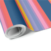 Chique rood, geel, roze, blauwe streep inpakpapier (Rol Hoek)