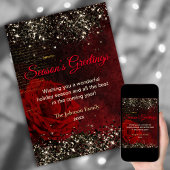 Chique rood goud glinsterend Kerst nieuwjaarsgroet Kaart