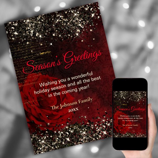 Chique rood goud glinsterend Kerst nieuwjaarsgroet Kaart