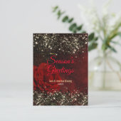 Chique rood goud glitter glitter kerst nieuwjaar briefkaart (Staand voorkant)