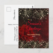 Chique rood goud glitter glitter kerst nieuwjaar briefkaart (Voorkant / Achterkant)