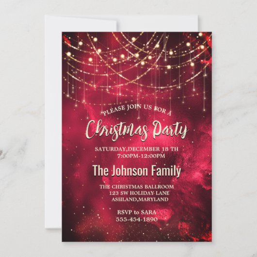 Chique rood goud vakantie lichten Kerstmis Kaart (Voorkant)