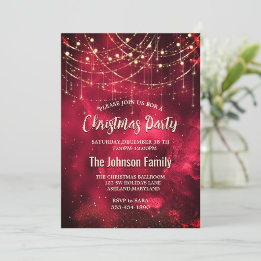 Chique rood goud vakantie lichten Kerstmis Kaart (Staand voorkant)