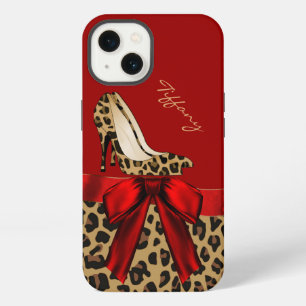 Chique rood & jaguarprint iPhone 13 hoesje