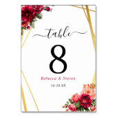 Chique rood roze bloemig en faux gouden bruiloft kaart (Voorkant)