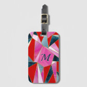 Chique rood roze grijs abstract geometrisch bagagelabel (Voorkant (verticaal))