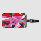 Chique rood roze grijs abstract geometrisch bagagelabel (Voorkant (horizontaal))