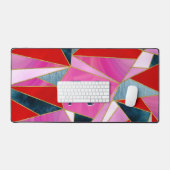 Chique rood roze grijs abstract geometrisch bureaumat (Keyboard & Muis)