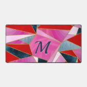 Chique rood roze grijs abstract geometrisch bureaumat (Voorkant)