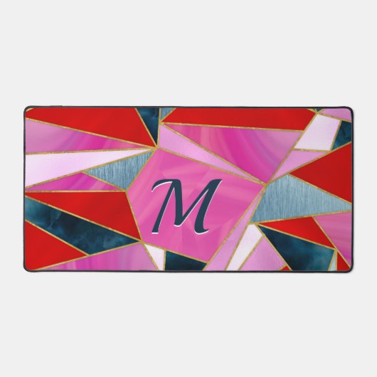Chique rood roze grijs abstract geometrisch bureaumat (Voorkant)