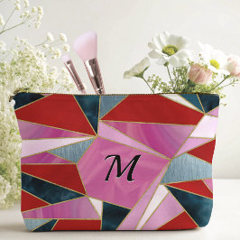 Chique rood roze grijs abstract geometrisch etui