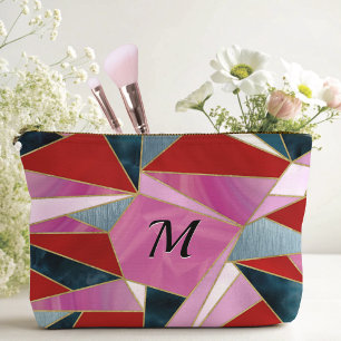 Chique rood roze grijs abstract geometrisch etui