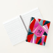 Chique rood roze grijs abstract geometrisch notitieboek (Binnen)
