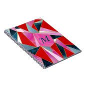 Chique rood roze grijs abstract geometrisch schets notitieboek (Rechterzijde)