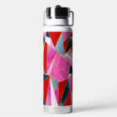 Chique rood roze grijs abstract geometrisch waterfles (Achterkant)
