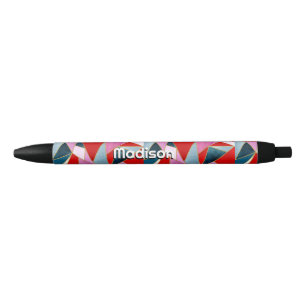 Chique rood roze grijs abstract geometrisch zwarte inkt pen
